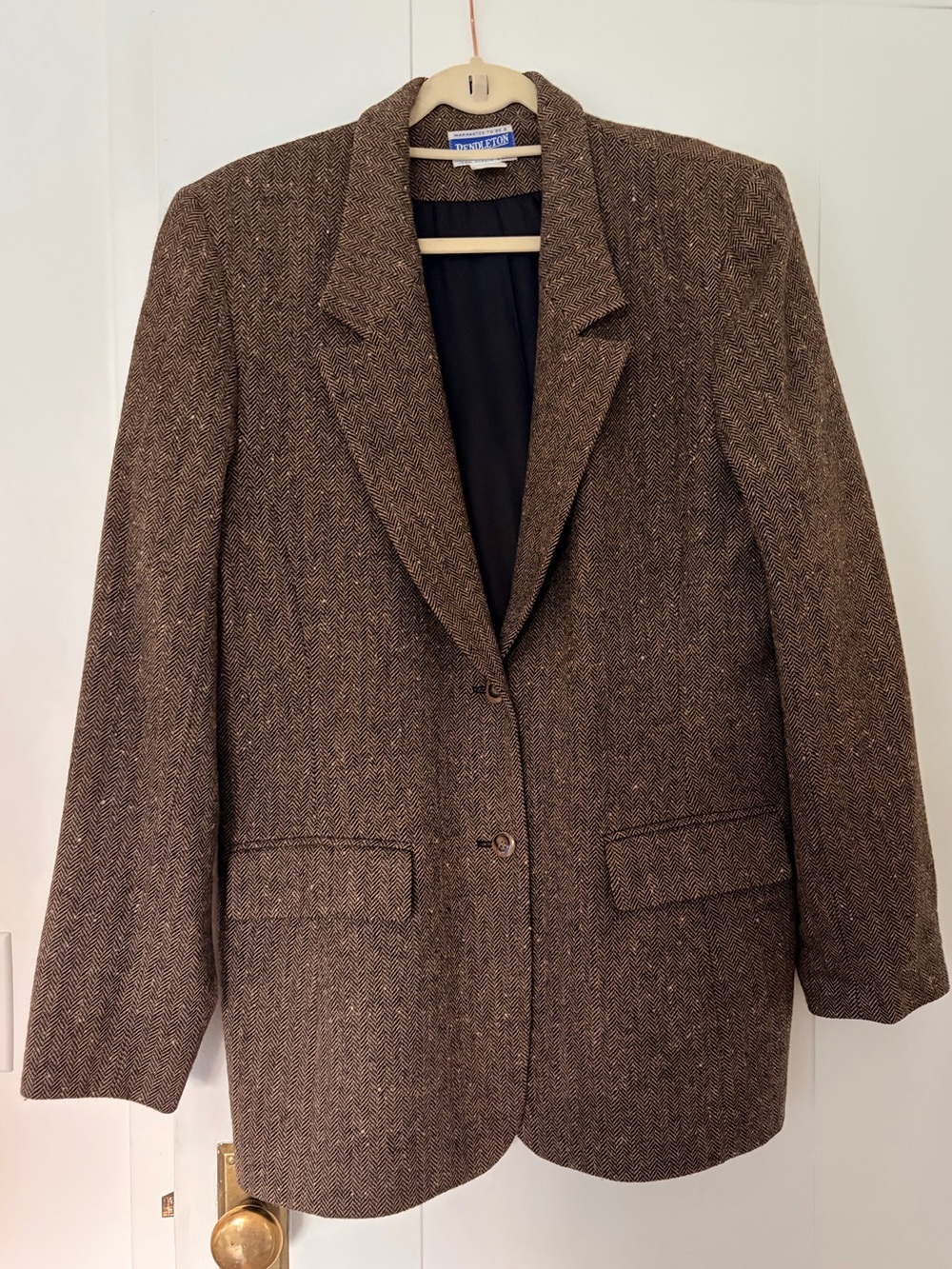 Pendleton Classic Brown Herringbone Blazer Jacket | Vintage 18 Tall | Oversized